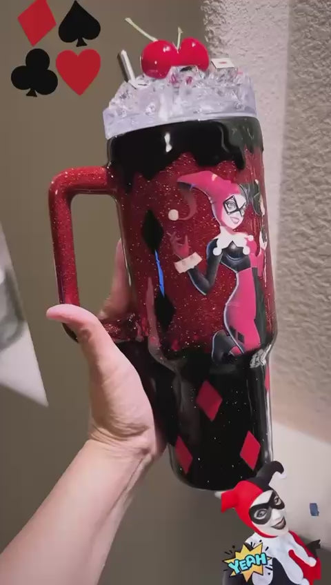 40 oz Harley Quinn Glitter Tumbler