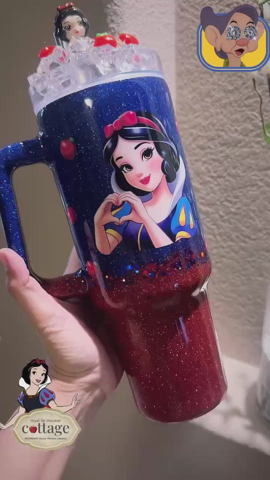 40oz Snow White Glitter Tumbler