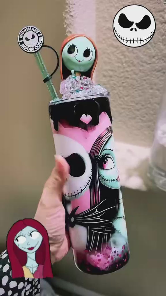 20oz Sally and Jack Skeleton-Themed Tumbler