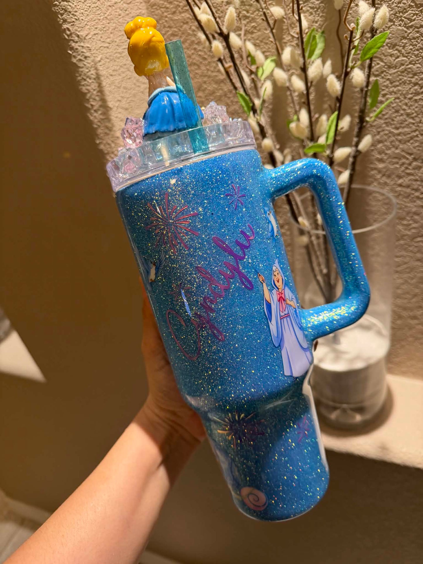 40 oz Cinderella, Cenicienta, Glitter Tumbler