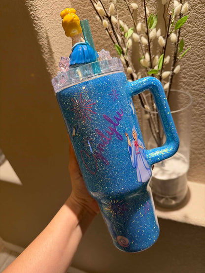 40 oz Cinderella, Cenicienta, Glitter Tumbler