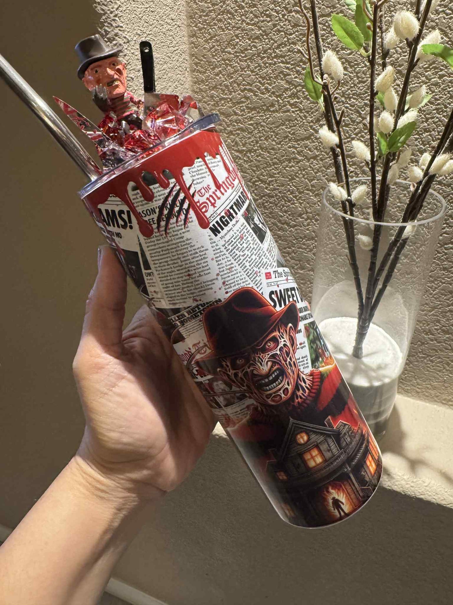 20 oz Freddy Krueger Halloween-Themed Tumbler