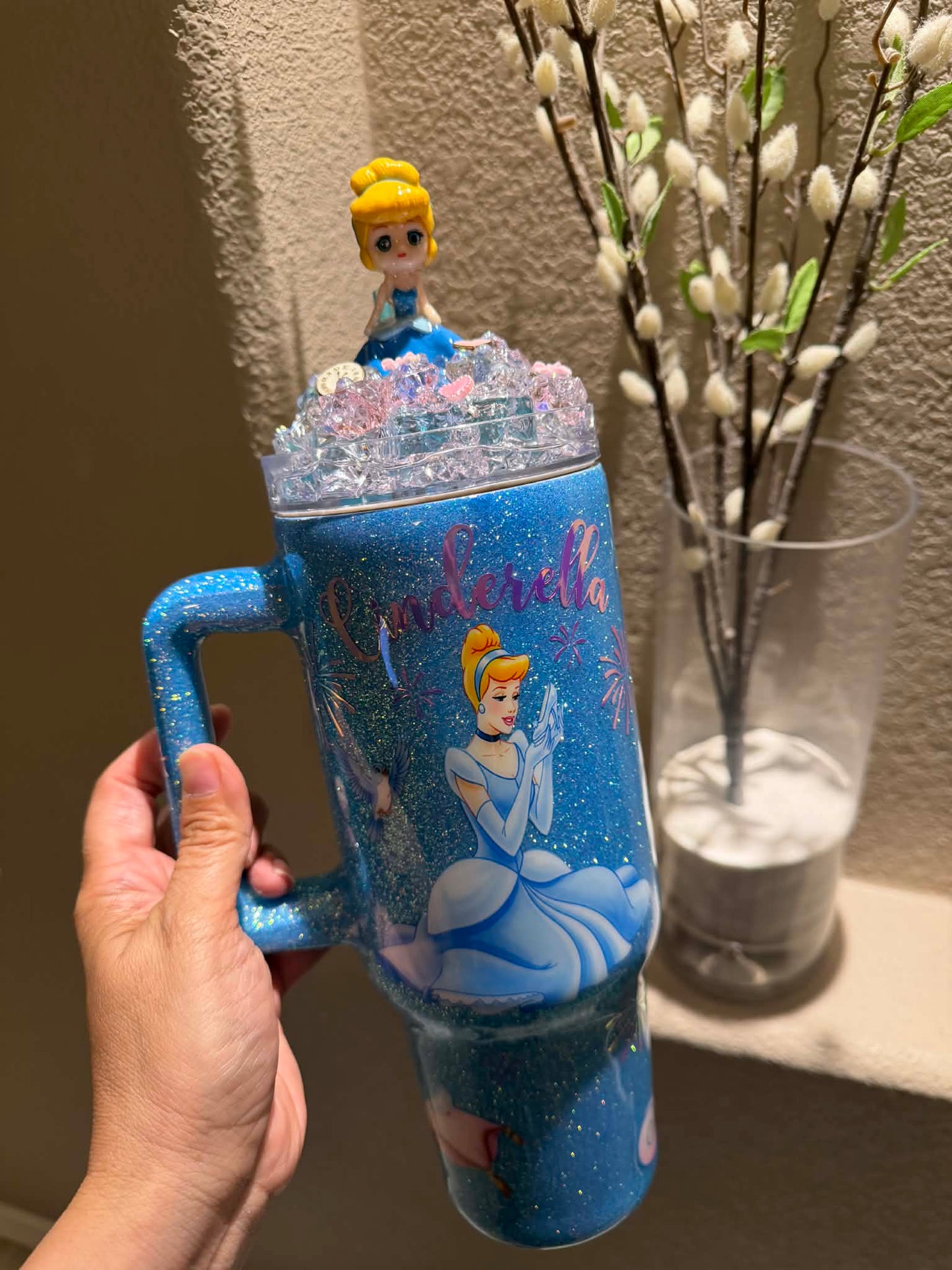 40 oz Cinderella, Cenicienta, Glitter Tumbler