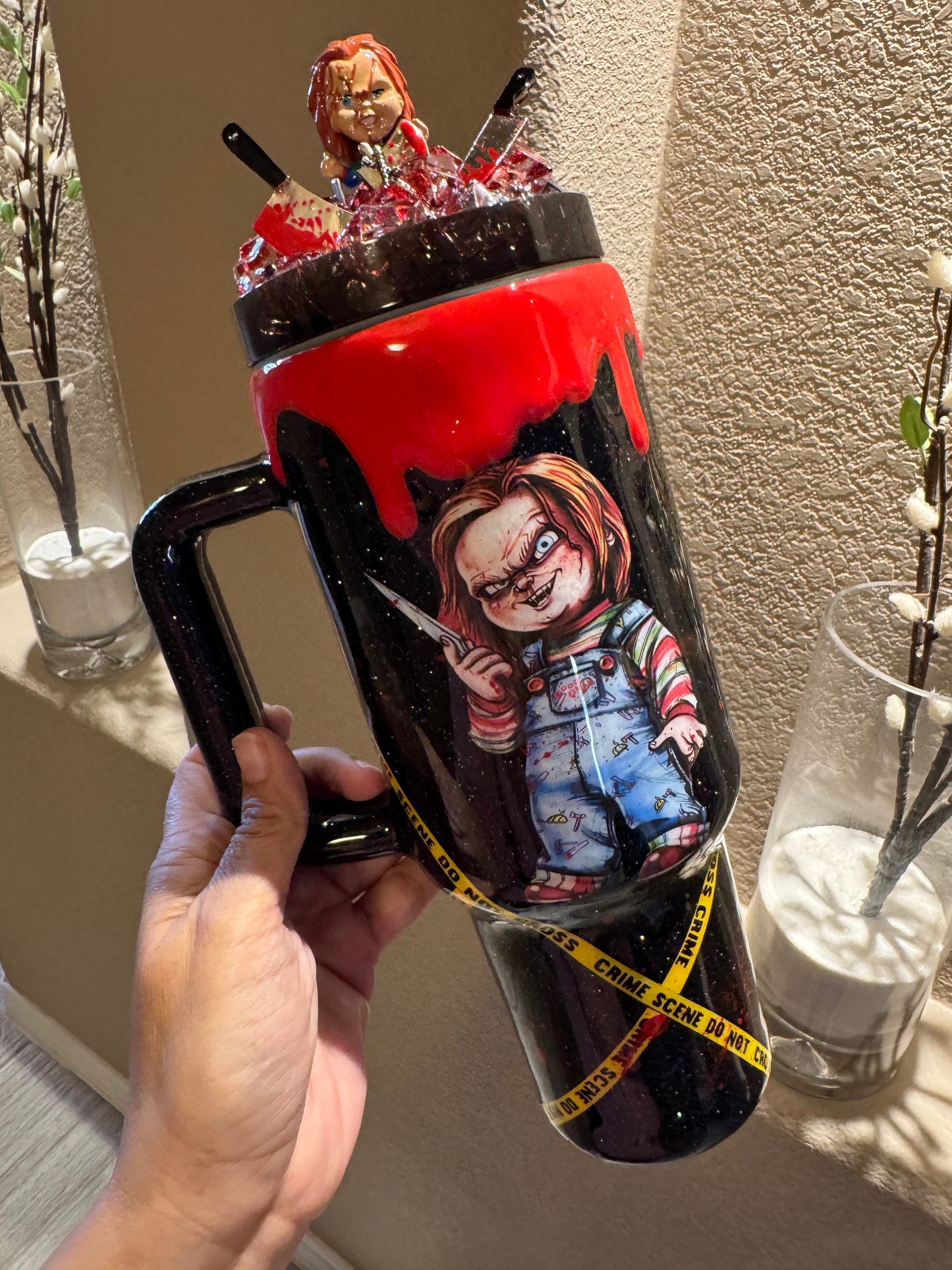 🔪Chucky-Themed 40 oz Glitter Tumbler