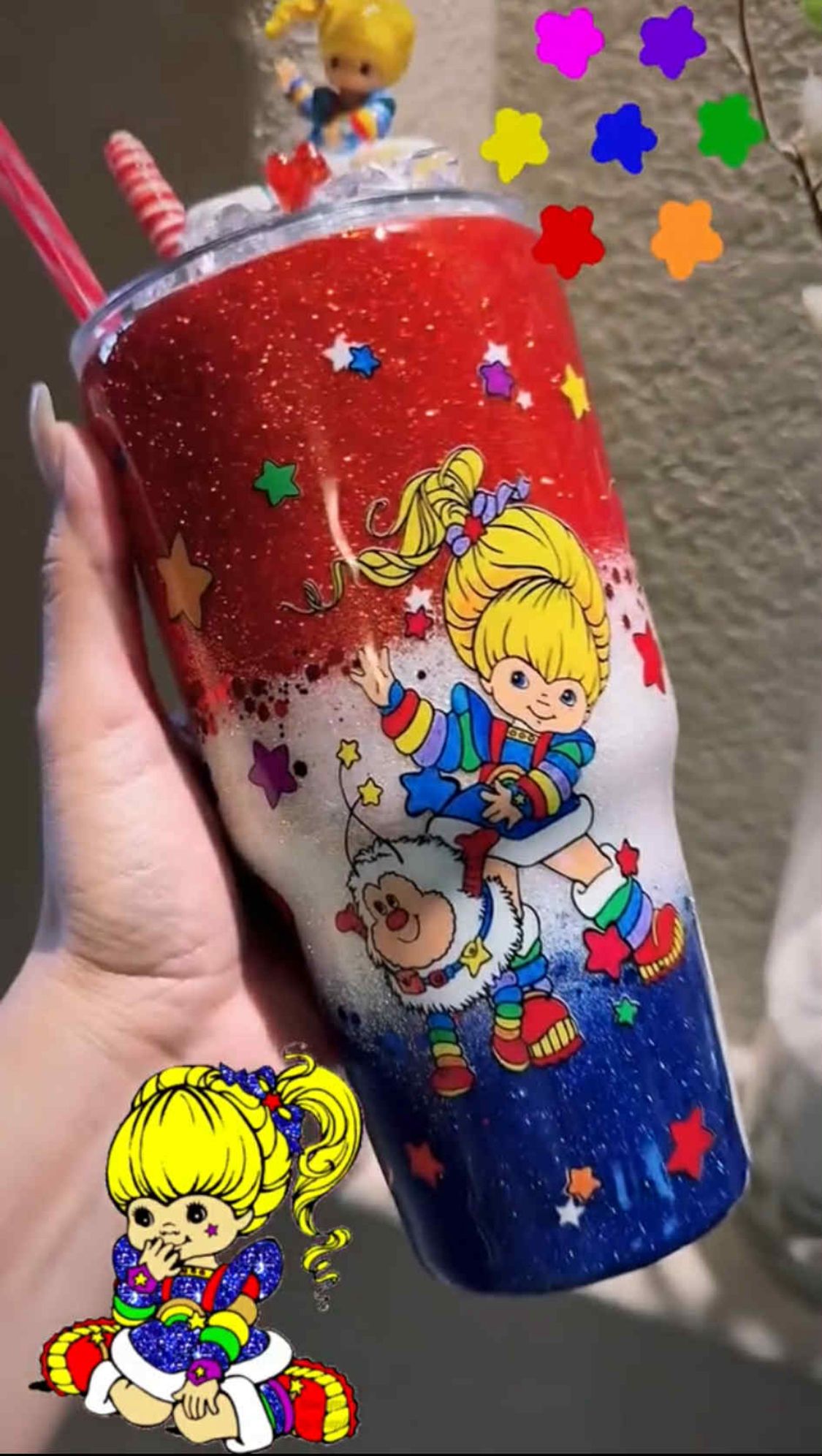 30 oz Rainbow Brite Glitter Tumbler