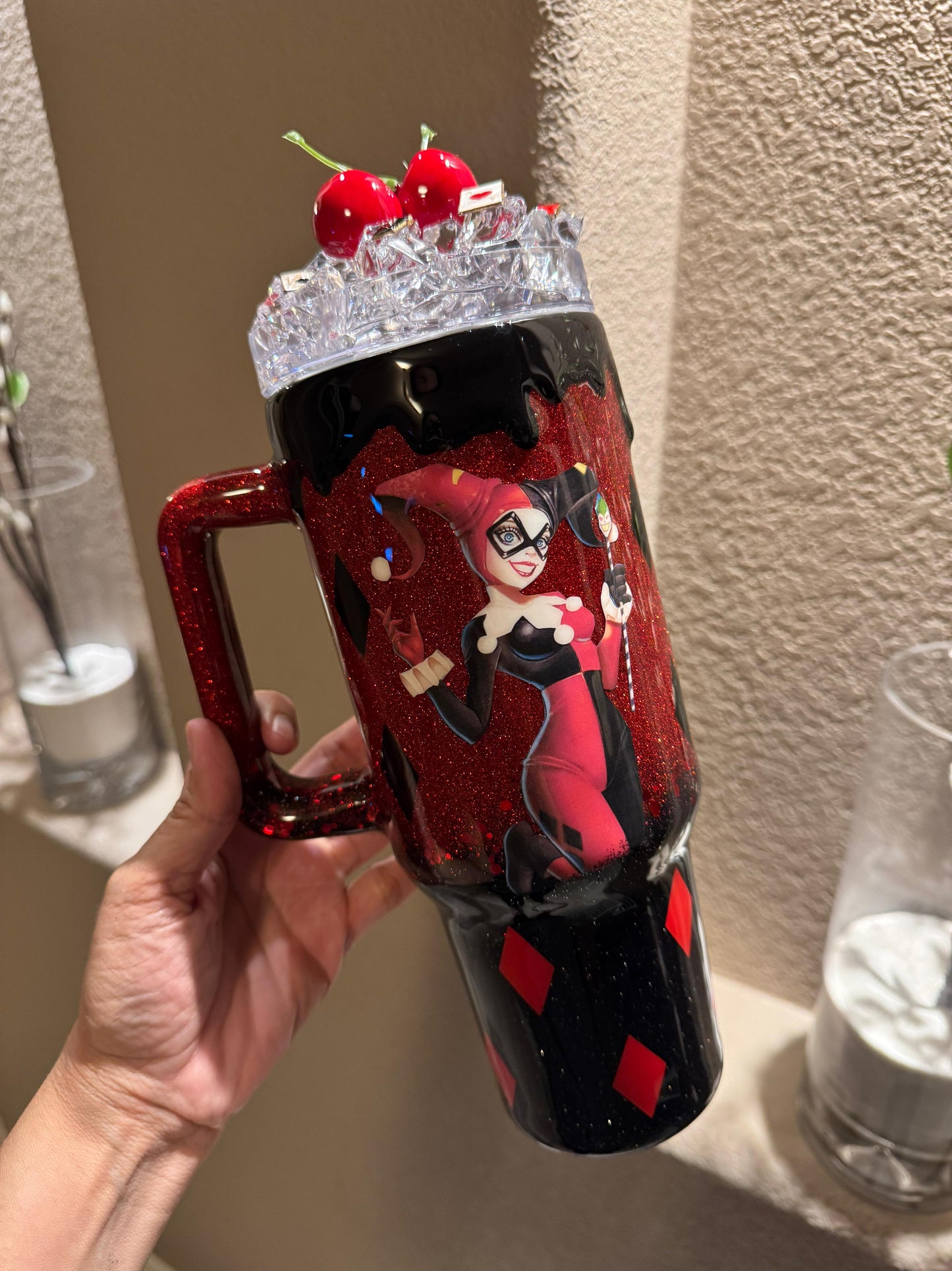 40 oz Harley Quinn Glitter Tumbler