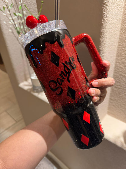 40 oz Harley Quinn Glitter Tumbler