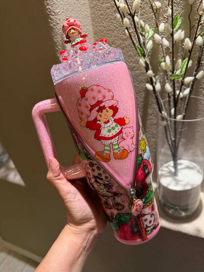 40oz Strawberry Shortcake Glitter Tumbler