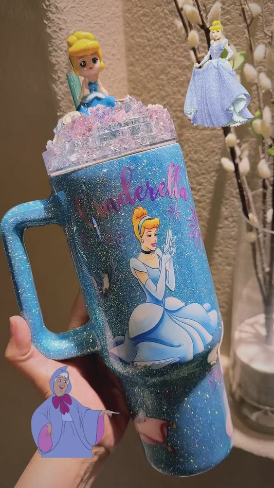 40 oz Cinderella, Cenicienta, Glitter Tumbler