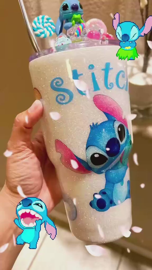 30 oz Stitch Glitter Tumbler