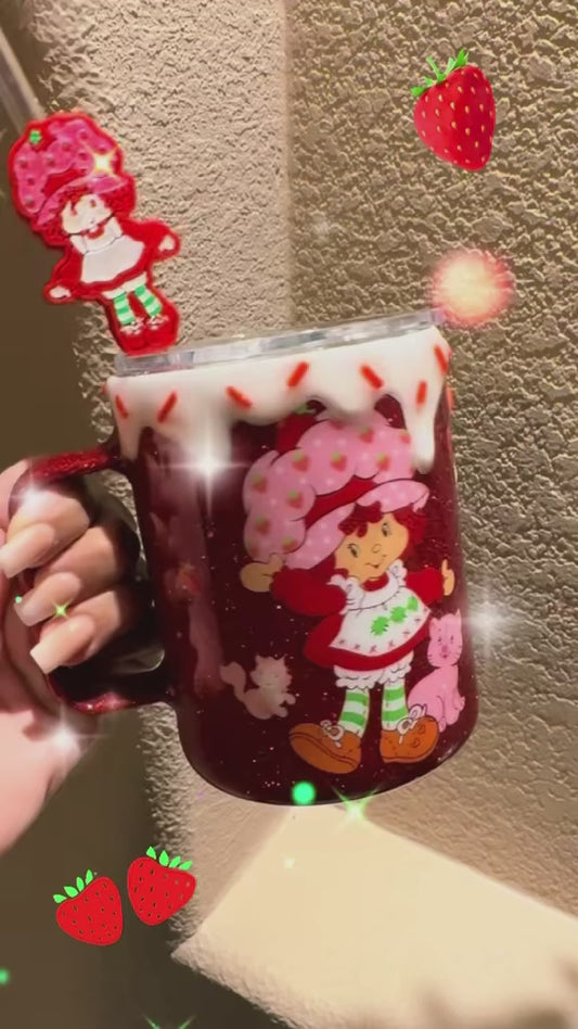 12oz Strawberry Shortcake Glitter cup tumbler