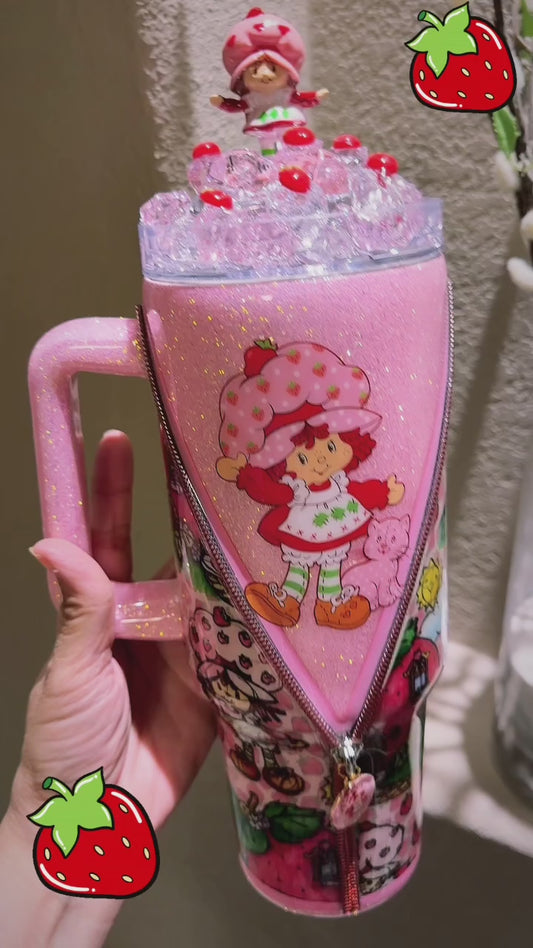 40oz Strawberry Shortcake Glitter Tumbler