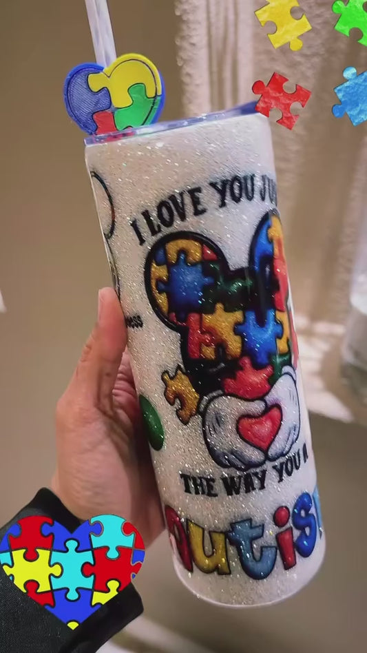 20 oz Mickey Mouse Autism Glitter Tumbler