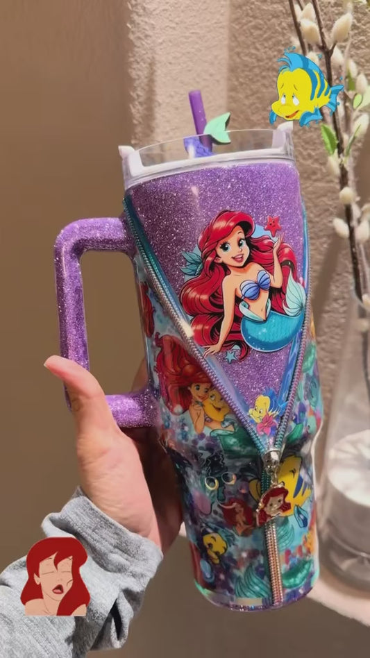 40 oz Little Mermaid, Sirenita, Ariel, Glitter Tumbler