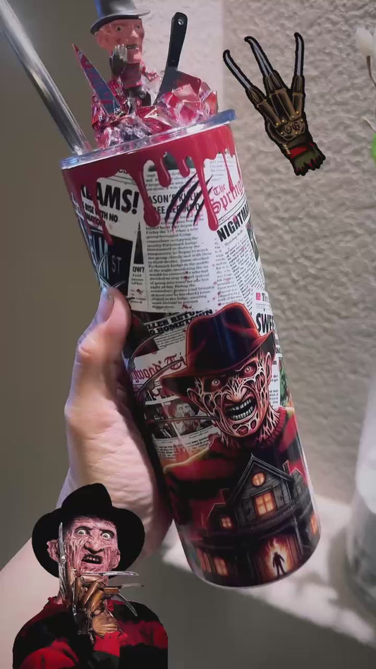 20 oz Freddy Krueger Halloween-Themed Tumbler