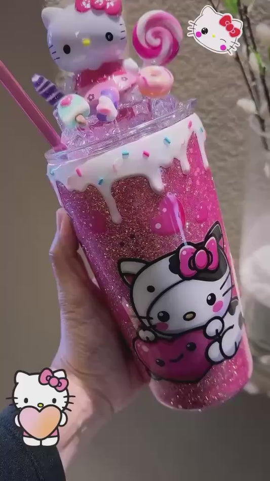 20oz -HELLO KITTY COWThemed Tumbler