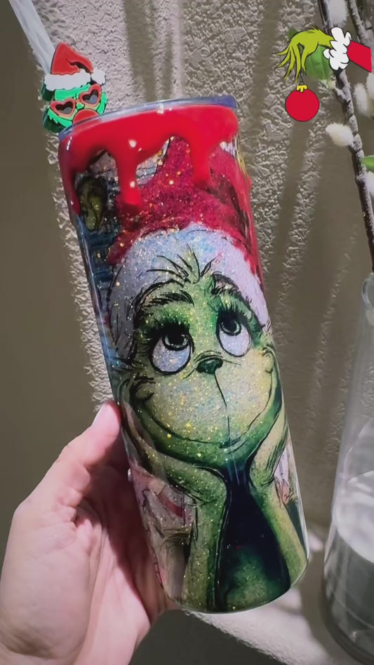 20oz Grinch Tumbler Glitter