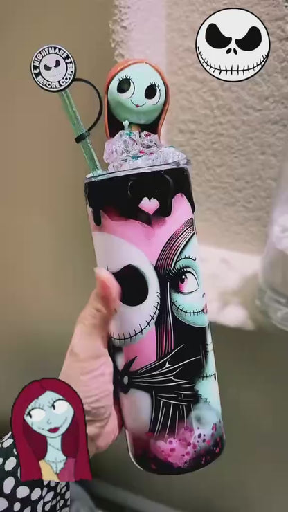 20oz Sally and Jack Skeleton-Themed Tumbler