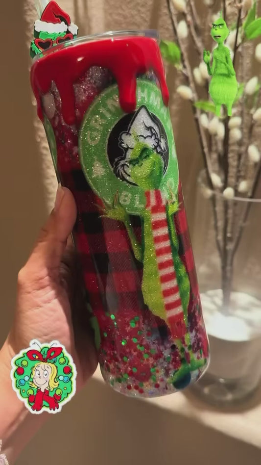 20oz Grinch Tumbler Glitter