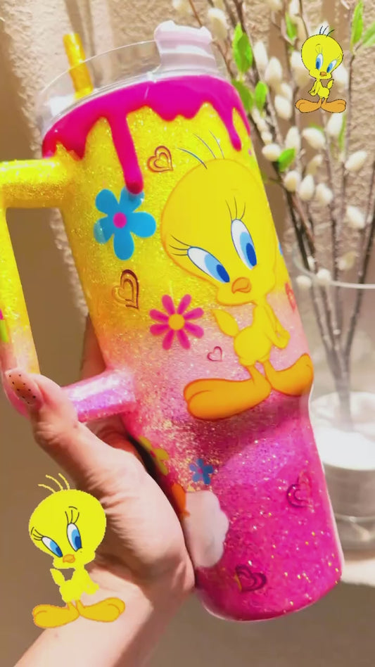 40oz Tweety, Piolin Glitter Tumbler